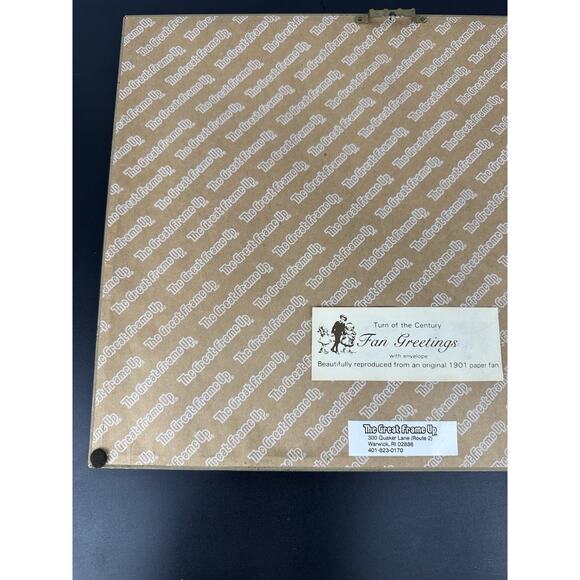 Gold Framed Victorian Girls Paper Fan Greeting Card by Old Print Factory Reprod. - Picture 7 of 9